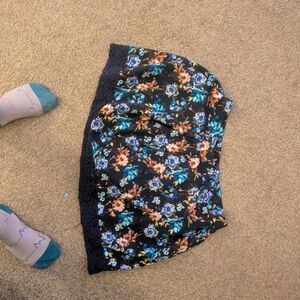 Floral Skirt with Lace Trim